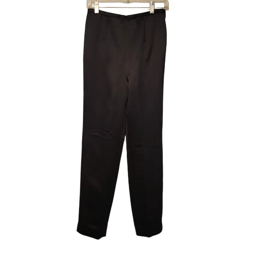 Dana Buchman Classic Dress Pants Black Satiny‎ Shiny Career Womens Size 4 EUC